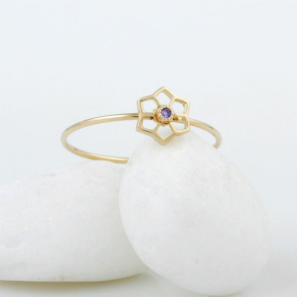 Miniature 14K ribbon line layered daily single ring Friendship Ring G812 [size 8 14]
