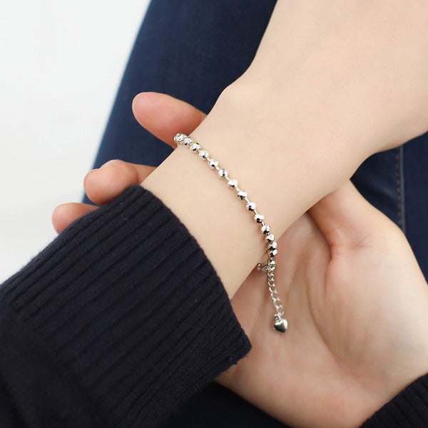 Miniature 925 sterling silver mirror ball 3mm hexagon bracelet SH209