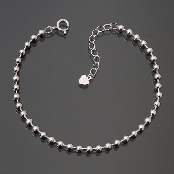 Miniature women's 92.5 sterling silver daily layered pure pearl chain bracelet