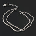 Miniature women's 92.5 sterling silver daily layered silk two-row chain bracelet
