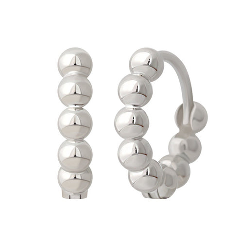 925 silver daily simple round ball one-touch earings