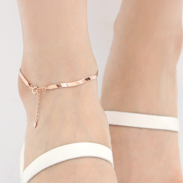Miniature Snake Silver 92.5 Rose Gold Chain Bracelet