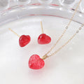Miniature 14K GOLDジュエリーセット Pure Heart Earrings+Necklace 45cm Gift Recommendation