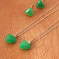 Miniature 14K Gold Jewelry Set Pure Heart Earrings+Necklace 42cm Gift Recommendation