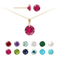 Miniature 14K Gold Daily Birthstone Color Earrings and Necklace 42cm Jewelry Set Gift Recommendation