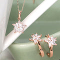 Miniature 14K Gold Fashion Daily Elsi Flower Jewelry Set Goldfield Earrings + Necklace 45cm Gift Rec