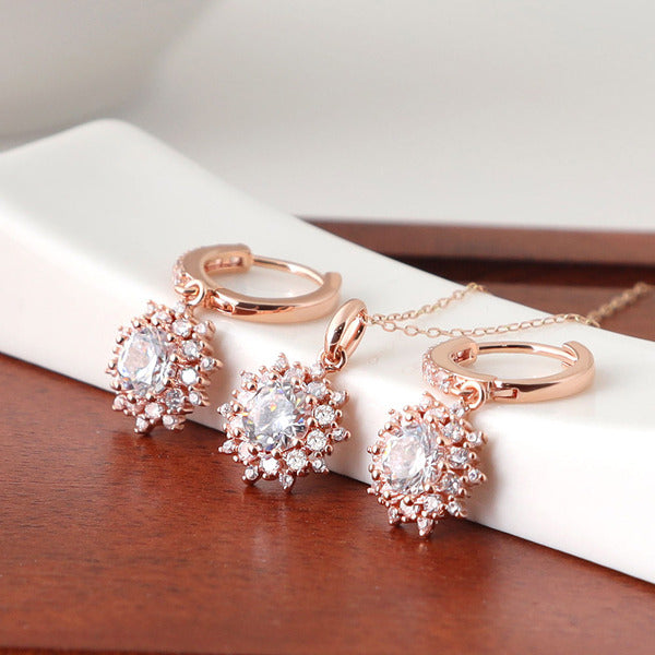 Miniature 14K GOLD fashion daily Serena jewelry set Goldfield earrings + necklace 45cm Gift Recommen