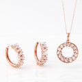 Miniature 14K Gold Fashion Daily Simple Ring Point Cubic Jewelry Set Earrings + Necklace 45cm Gift R