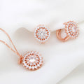 Miniature 14K Gold Fashion Daily Flower Points Cubic Jewelry Set Earrings + Necklace 45cm Gift Recom