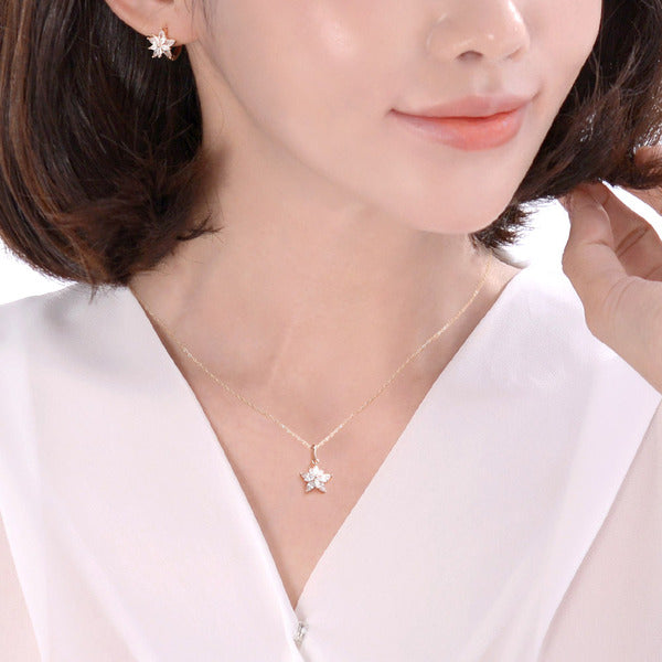 Miniature 14K GOLD fashion daily Elsi flower jewelry set including 42cm goldfield earrings + necklac