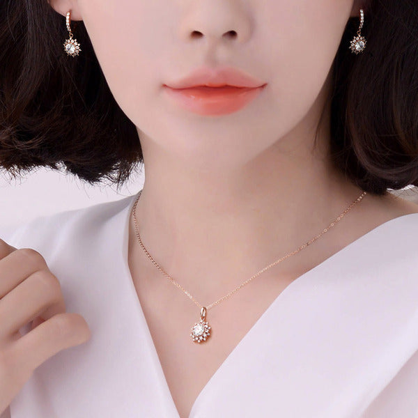 Miniature 14K GOLD fashion daily Serena jewelry set including earrings and necklace 42cm gift recomm