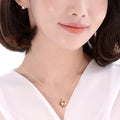 Miniature 14K GOLD fashion daily sweet heart jewelry set including earrings and necklace 42cm gift r