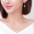 Miniature 14K GOLD fashion daily four-leaf clover cubic jewelry set earrings + necklace 42cm gift re