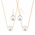 Nijiezhuji 1+1 14K GOLD LUXURY SWISS PEARL NECKLACE + DIAMOND EARRINGS SET