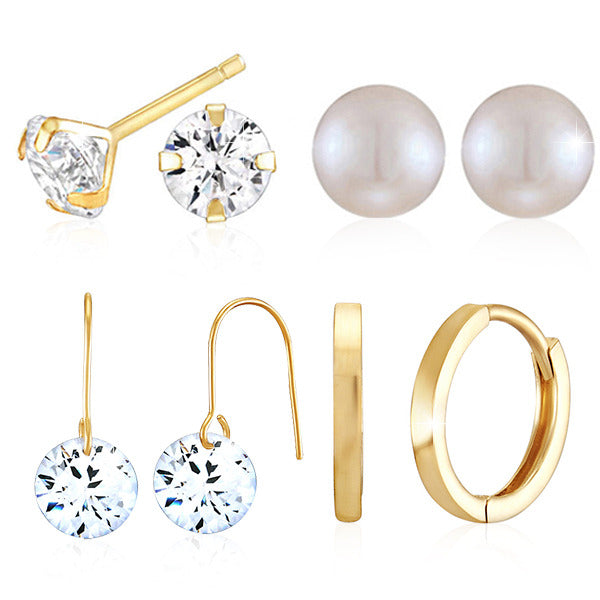 National 14K Gold Earring Set of 4