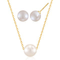 Swarovski pearls dangling earrings + necklace gift set in 14K GOLD