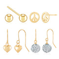 Modern Line 14K Gold Earrings Set of 4