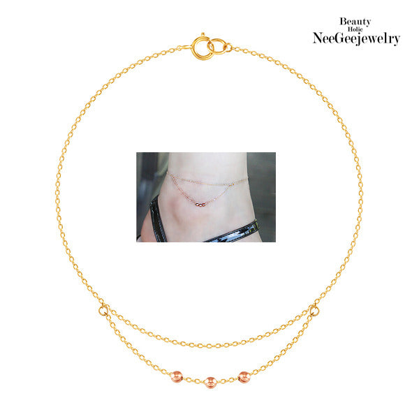 14K Gold Double Layered Golden Ball Bracelet