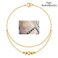 Nijizuya 14K GOLD Unbalanced Golden Ball 2-Row Chain Bracelet