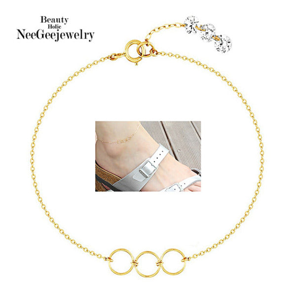 Nijijuvenile 14K GOLD triple cubic circle chain bracelet