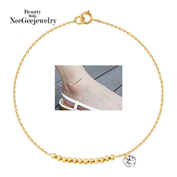 14K GOLD SIMPLE ROUND CUBIC POINT BRACELET