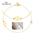 Nijizjuuri 14K GOLD nested ring with cubic chain