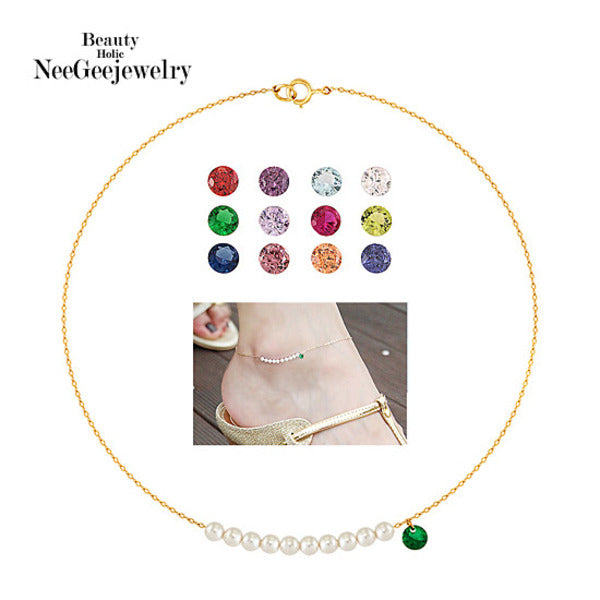 14K GOLD birthstone color point pearl bracelet