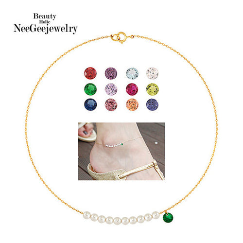 14K GOLD birthstone color point pearl bracelet