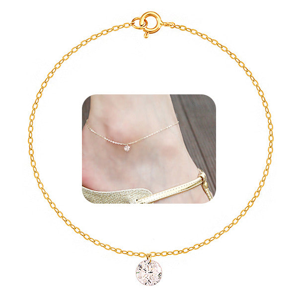 18K GOLD Cubic Zirconia Single Chain Ring