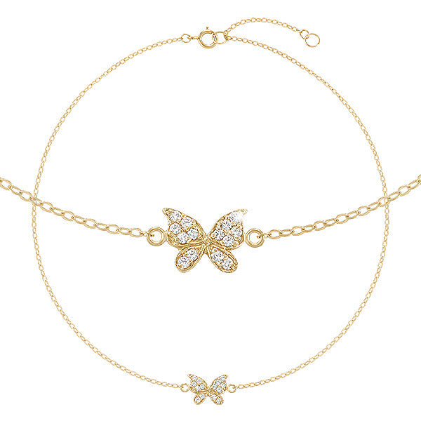 14K Gold Cubic Fly Bracelet Chain