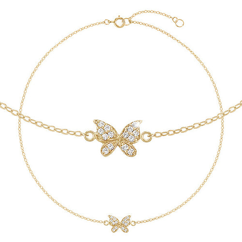 14K Gold Cubic Fly Bracelet Chain