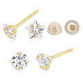 Nizijuelry 14K GOLD 4mm star cubic+4mm cubic earring+14K cluster