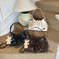 Be friends Mall Women's 791PRZ57 quilted leather crossbody bag with a kitten keyring daily tote