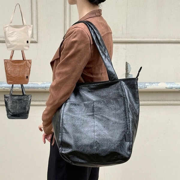 Vintage 369VVI59 Leather Large Capacity Shoulder Tote Bag for Daily Use Women's Casual