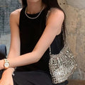 Befumo Chain 616FHC84 Mini Net Metal Silver Casual Women's Bag Shoulder
