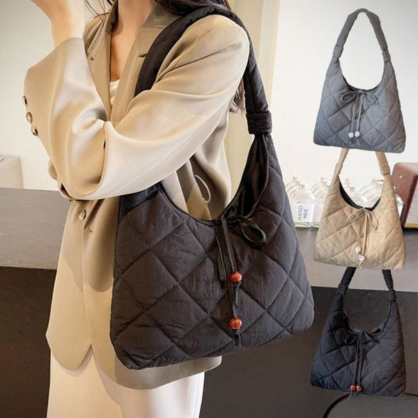 Beemore Women's 254UCV06 Quilted Shoulder Bag Ribbon Detail Daily Casual Bag