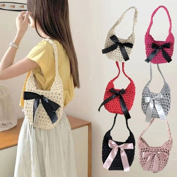 Befumo Women's 095MOL56 Ribbon Knit Shoulder Bag Handmade Bag