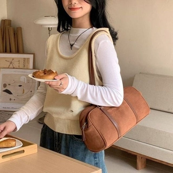 Befemo Retromode 110EOJ18 Suede Square Shoulder Bag