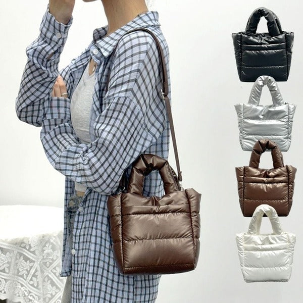 Befume Women 452HME73 Padded Quilting Mini Tote Shoulder Bag Winter Daily Casual