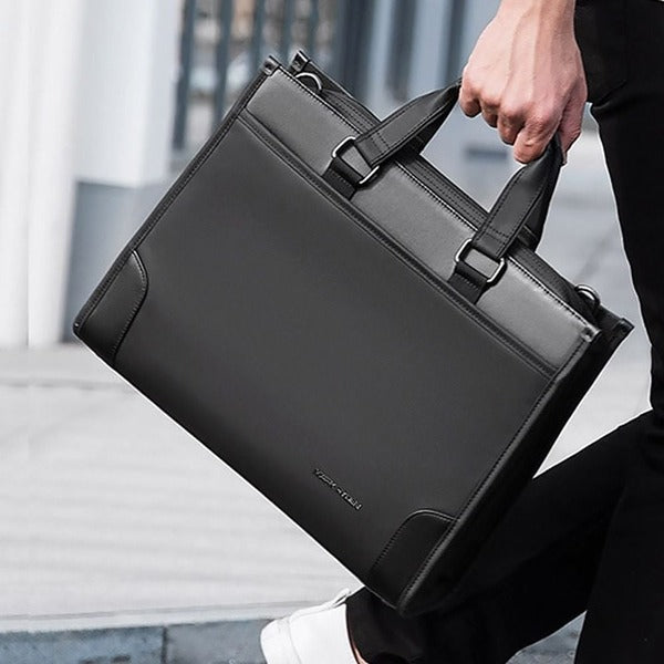 male business professional suit briefcase crossbody black