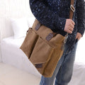 Best Mall Casual Large Capacity Storage Shoulder Bag Men's Cowhide Zipper 3 Colors