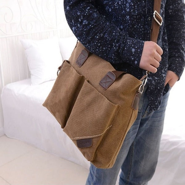 Bestie Mall Casual Large Capacity Storage Shoulder Bag Men Cowhide Zipper 3 Colors
