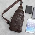 Bepeu-mol 1612 Natural Cowhide Leather Croc Sling Messenger Bag