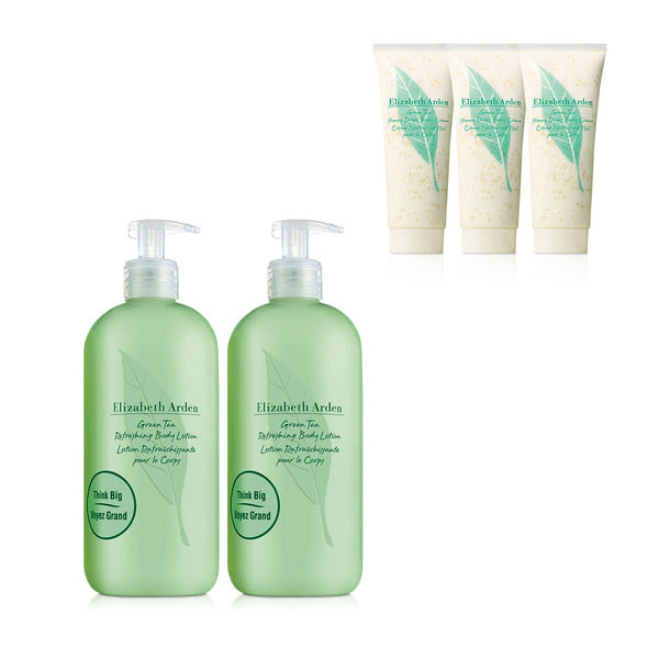 ElizabethArden Green Tea Body Lotion 500ml x2 + Body Cream 100ml x3