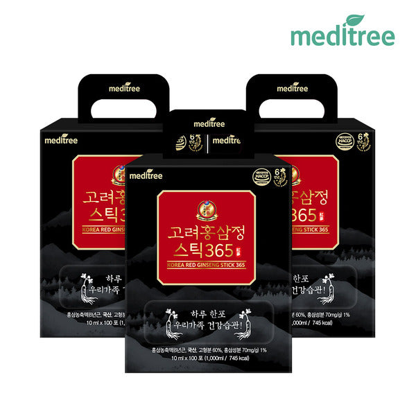 Meditri Korean Red Ginseng Jeong 365 Stick 3 Boxes 300 Pcs