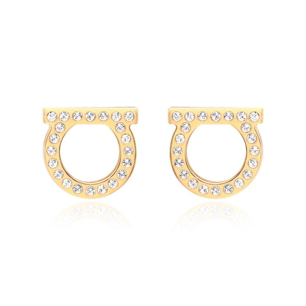 Ferragamo Gancini Crystal Earrings (Large)