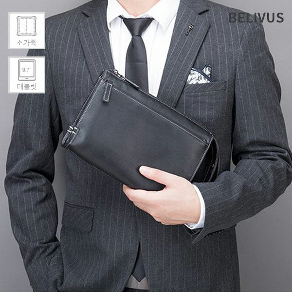 Billybus Men's Leather Clutch Bag BJI453 Light Daily Tote