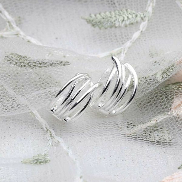 Athletic 925 sterling silver twisted line ring ear cuffs