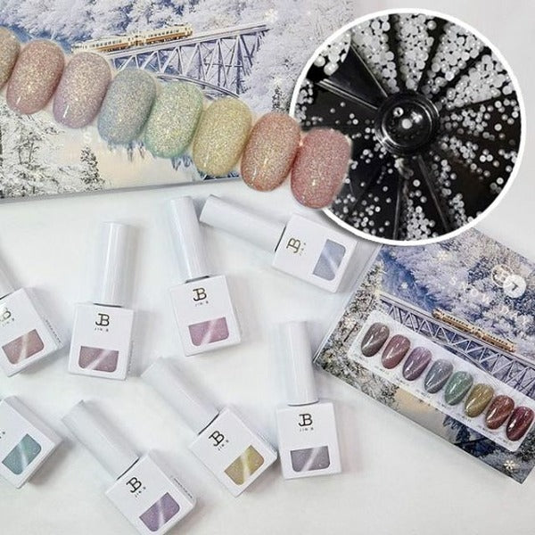 Artpia Jinbijel Snowday 8pcs + Pearl Set Magnetic Reflective Glitter Gel