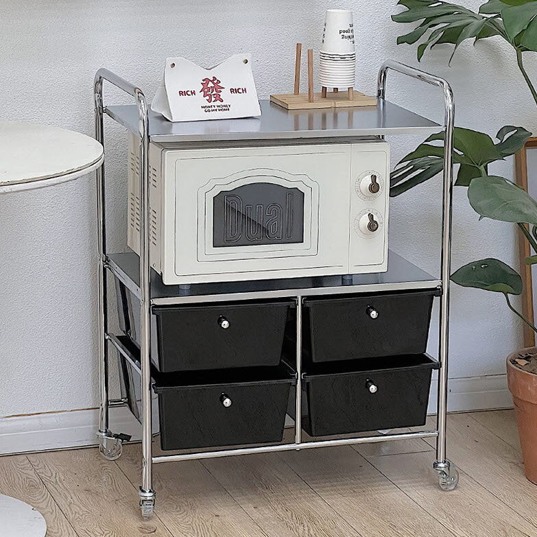 J-Life Polyn Kitchen Living Room Veranda Microwave Storage Metal Shelf Microwave Stand Bathroom Cabi